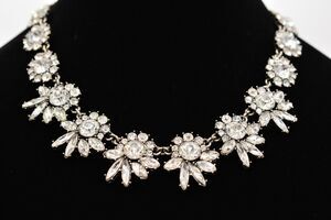 Vintage Crystal Necklace Collar Marquise Rhinestone Crystal Marquise Bin1D